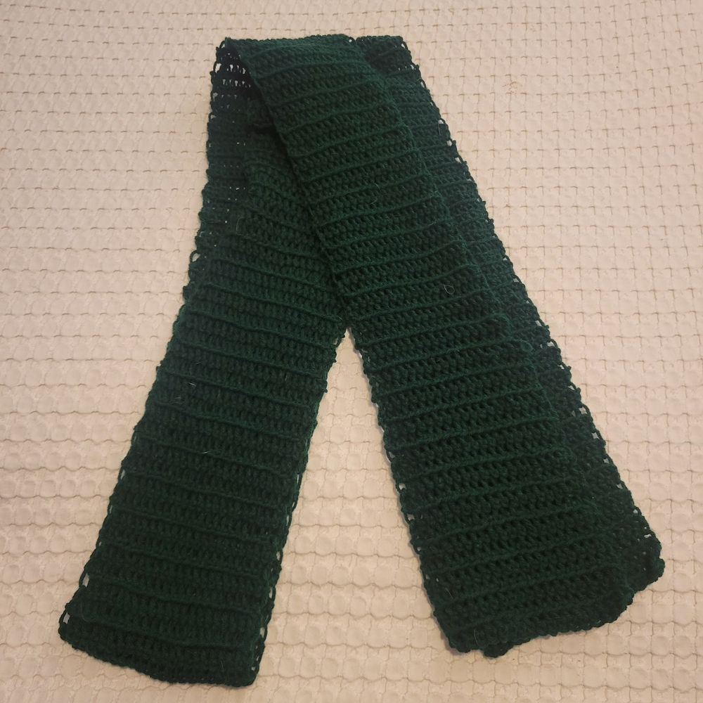 Dark Green Crocheted Scarf